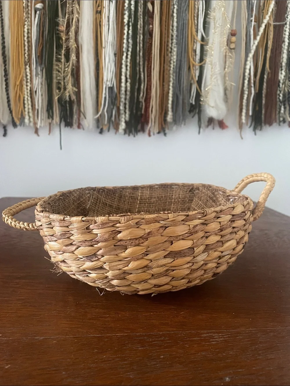 Handwoven Natural Seagrass Basket with Handles - Home Accents